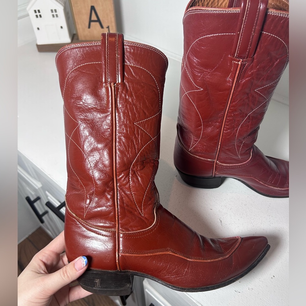 **SOLD**Vintage Tony Lama Gold Label Red Leather Western Boots Women 6.5 Classic - Picture 6 of 8